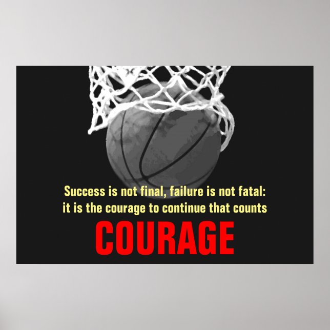 Poster Inspiração de basquete de coragem para sucesso (Frente)