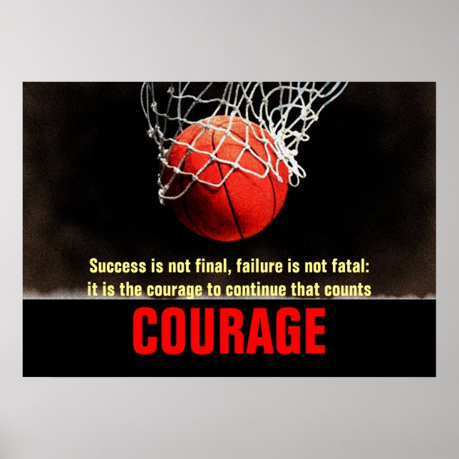 Poster Inspiração de basquete de coragem para sucesso (Frente)