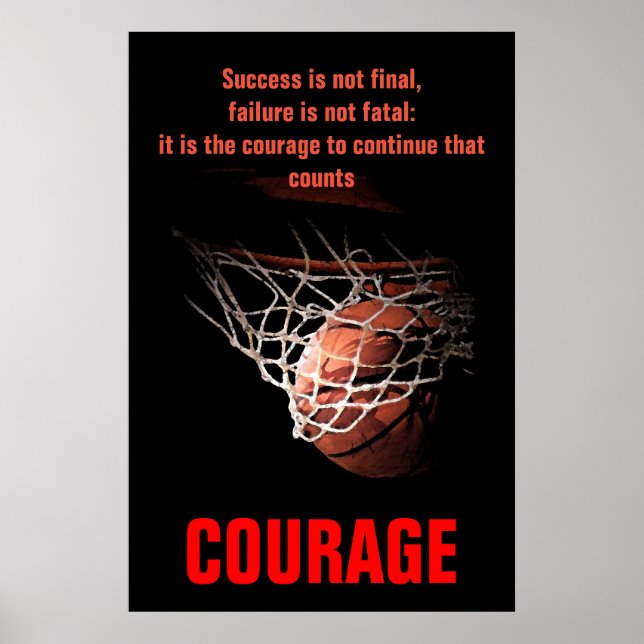 Poster Inspiração de basquete de coragem para sucesso (Frente)