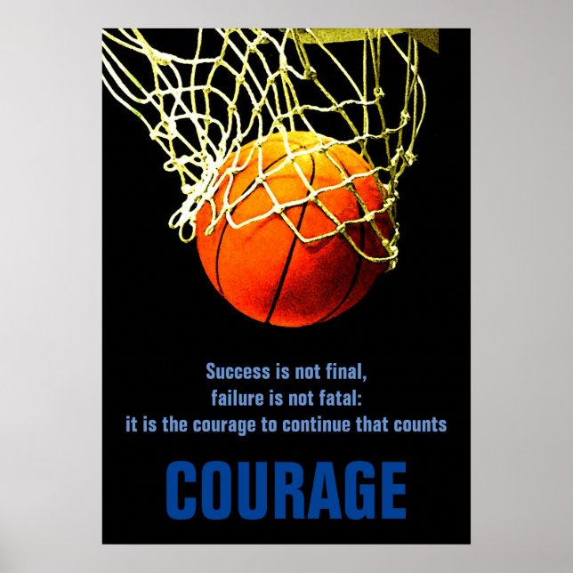Poster Inspiração de basquete de coragem para sucesso (Frente)