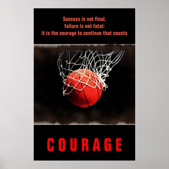 Poster Inspiração de basquete de coragem para sucesso (Frente)