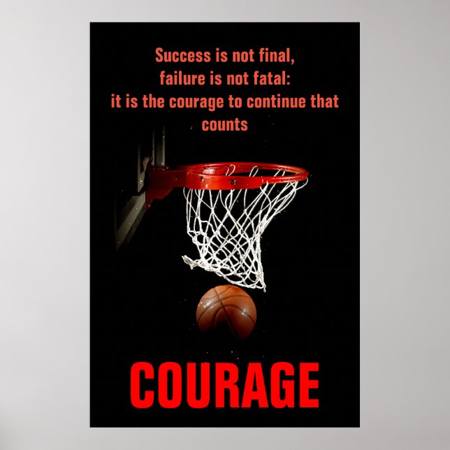 Poster Inspiração de basquete de coragem para sucesso (Frente)