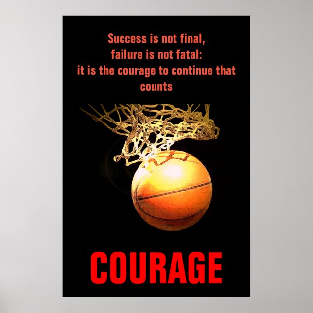 Poster Inspiração de basquete de coragem para sucesso (Frente)