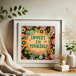 Poster Inspiração de citação bonito e floral artística