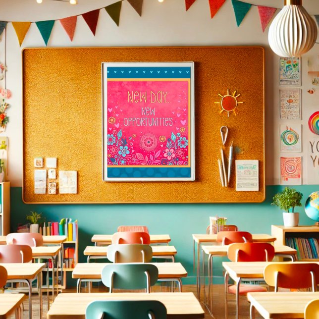 Poster Inspiração de Citação de Novo Dia Rosa Inspirivida (Criador carregado)