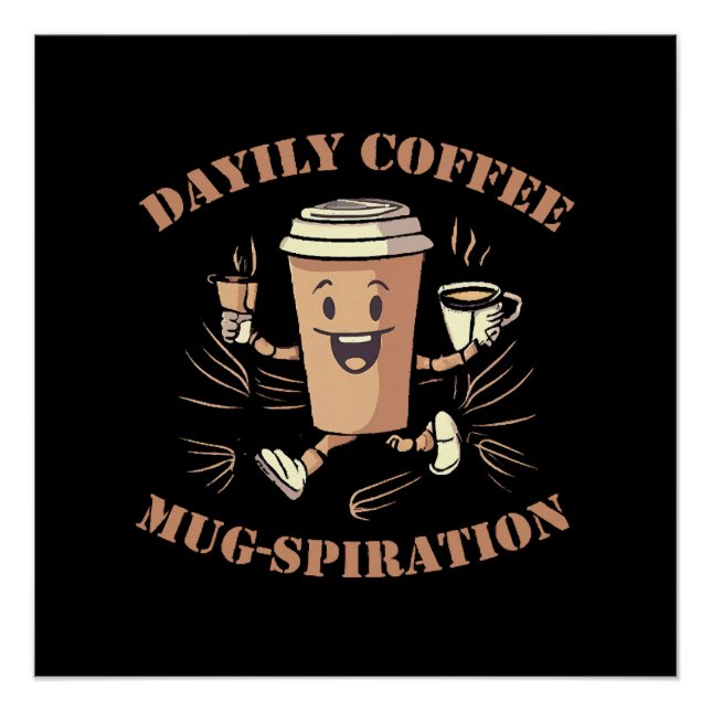 Pôster Inspiração Diária de Caneca de Café (Frente)
