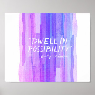 Poster inspiração Dickinson - citação literária azul roxo
