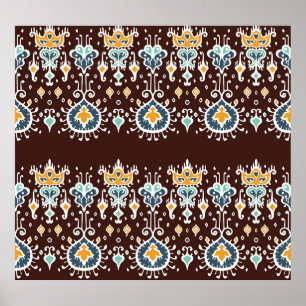 Poster Inspiração Ikat: Elegância Oriental