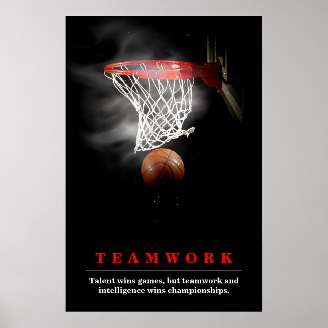 Pôster Inspiração Motivacional de Basquete de trabalho em (Frente)