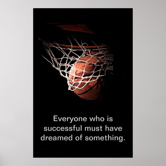Poster Inspiração Motivacional Sonho de Êxito de Basquete (Frente)