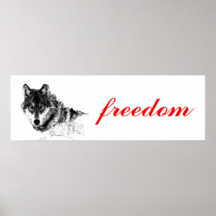 Poster Inspiração Motivacional Wolf Freedom