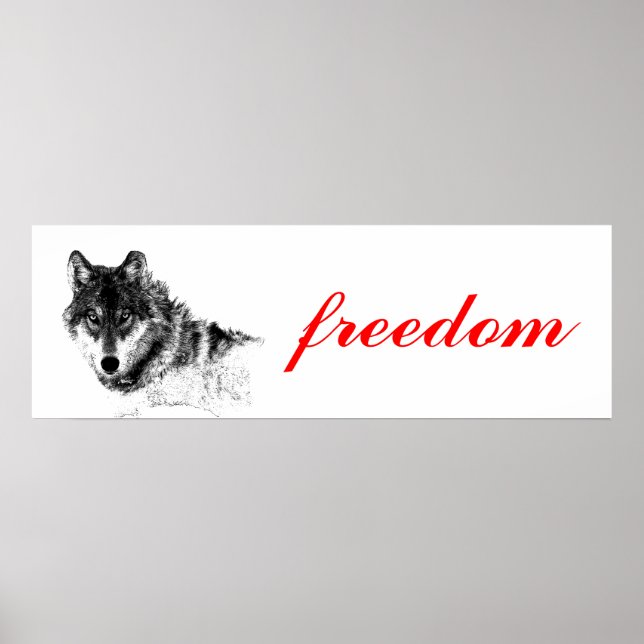 Poster Inspiração Motivacional Wolf Freedom (Frente)
