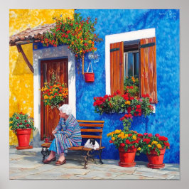 Poster Inspirado em Veneza – Cartaz Colorido da Aldeia