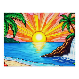 Pôster Inspirado em Vitral Tropical