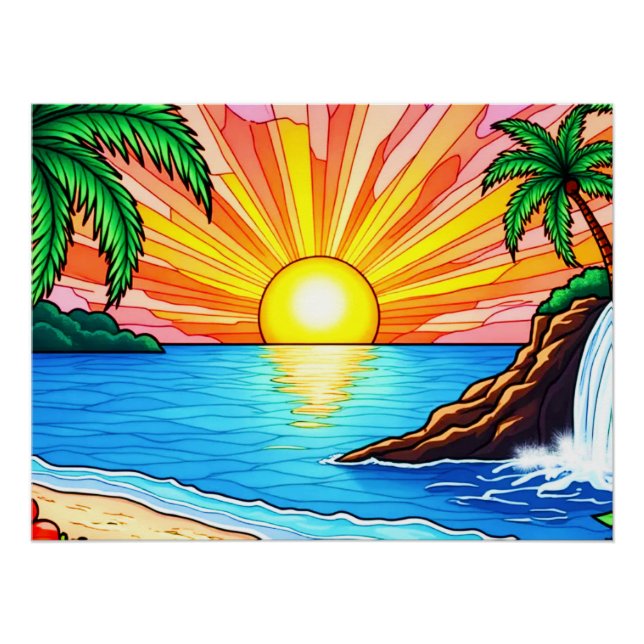 Pôster Inspirado em Vitral Tropical (Frente)