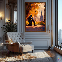 Poster Inspirado no Impressionista O Pensador no Outono