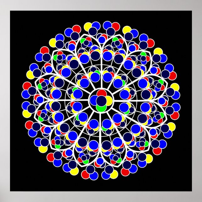 Poster Inspirado pela Rosa sul, Notre-Dame de Paris (Frente)