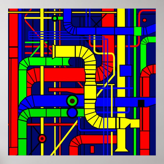 Pôster Inspirado pelo Centro Georges Pompidou (Frente)