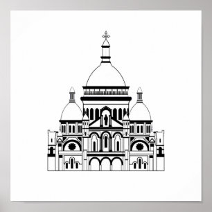 Poster Inspirado pelo Sacre Coeur, Montmartre