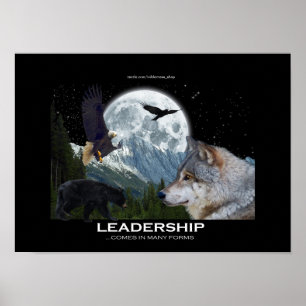 Poster inspirador da arte da liderança dos animai