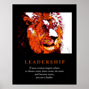 Poster inspirador do leão da liderança do pop ar