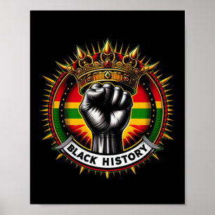 Poster Inspirador Líderes Pretos, Punho de Energia Preto