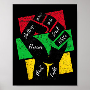 Poster Inspirador Líderes Pretos, Punho Preto na Mão de A