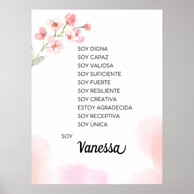 Poster Inspirando sua jornada com afirmações em espanhol (Frente)