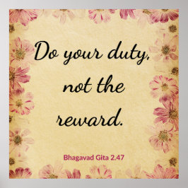 Poster Inspirational Beige Pink Gita Quote Art Print