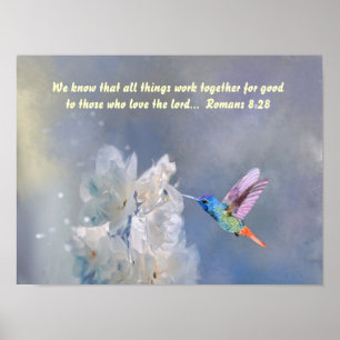 Poster Inspirational Bíblia Romans 8:28 Citação de Hummin