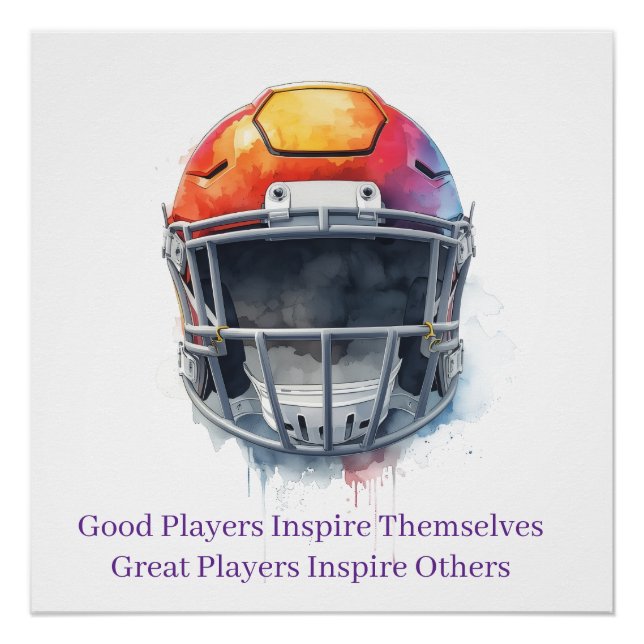 Pôster Inspirational Motivational Football Helmet  (Frente)