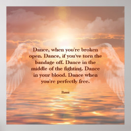 Poster Inspirational Motivational Rumi Quote Angel Wings