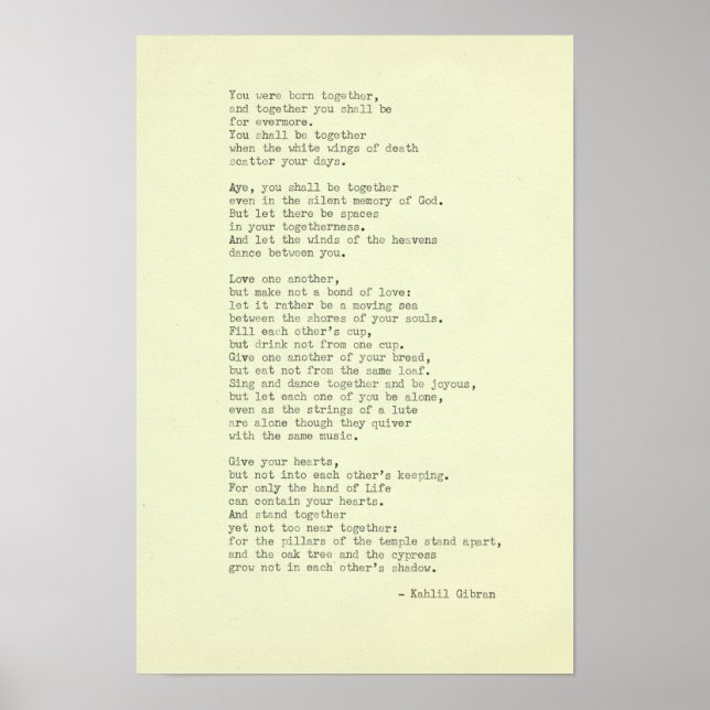 Poster Inspirational Real Typewriter Quote Kahlil Gibran (Frente)
