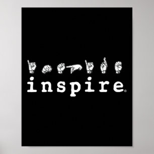 Poster inspire a marca do Sinal Americano ASL no Surdo Aw