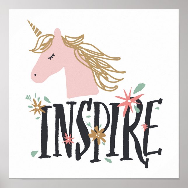 Poster Inspire | Dourado Mane Unicorn (Frente)