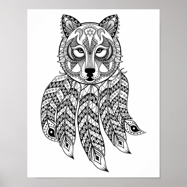 Pôster Inspired Wolf With Dreamcatcher 2 (Frente)