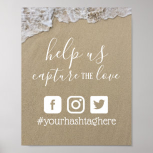 Poster Instagram Hashtag para o casamento de praia nas re