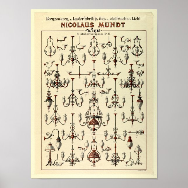 Poster Instalações De Iluminação A Gás Da Era Vitoriana E (Frente)