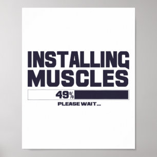 Poster Instalando Músculos Esporte Engraçado Academia Fis