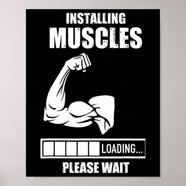 Poster Instale Músculos Por Favor Espere Gym Bodybuilding (Frente)
