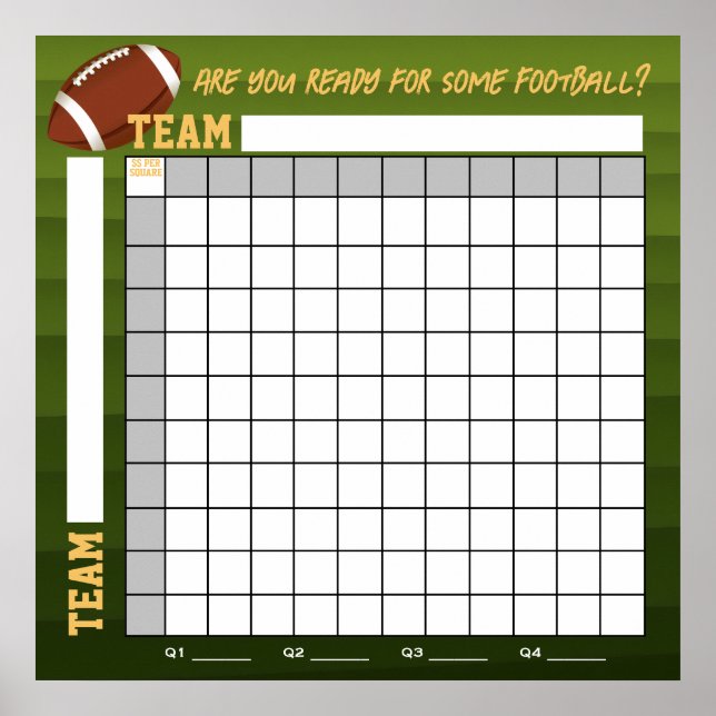 Poster INSTANT DOWNLOAD Football Squares Betting Game (Frente)