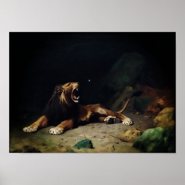 Pôster Instantâneo de leões em uma borboleta (Frente)