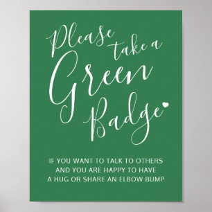 Poster Instrução de casamento verde a cores de distânc
