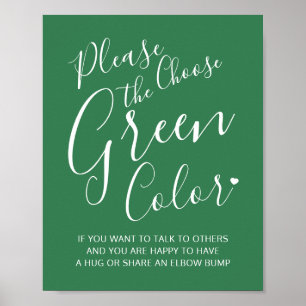 Poster Instrução de casamento verde a cores de distanciam
