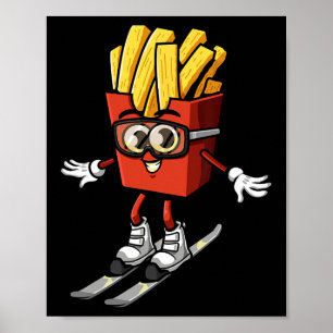 Poster Instrução de Esqui de Batata Frita Francesa Engraç