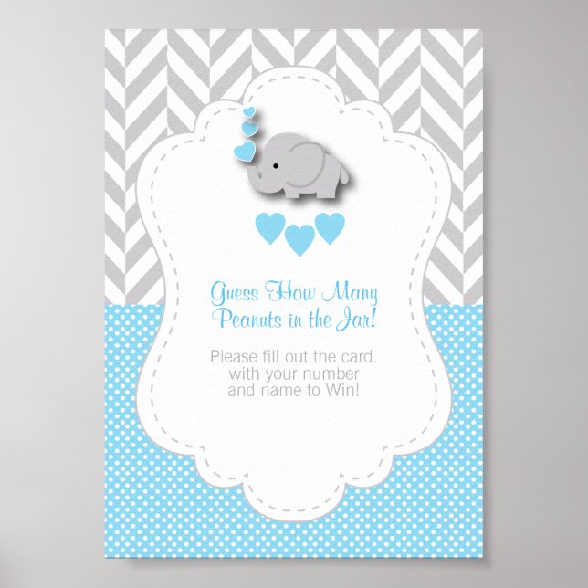 Poster Instrução de jogo de elefante azul (Frente)