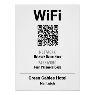 Pôster Instruções de WiFi com Código QR
