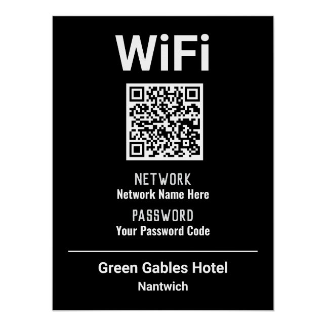 Pôster Instruções de WiFi com Código QR (Frente)