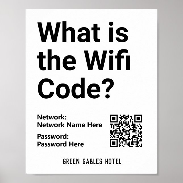 Poster Instruções para código WiFi mais código QR em um (Frente)
