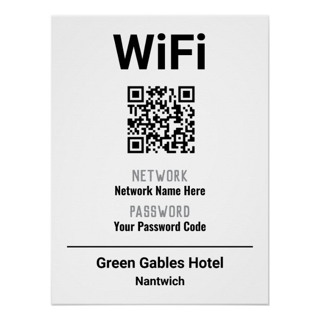 Pôster Instruções WiFi com código QR (Frente)